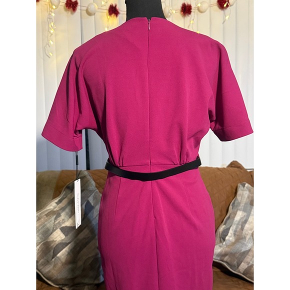 Calvin Klein Womens Berry Pink Belted Sheath Dress CD2C1Q2G Short Sleeve Size 4 - Picture 5 of 8